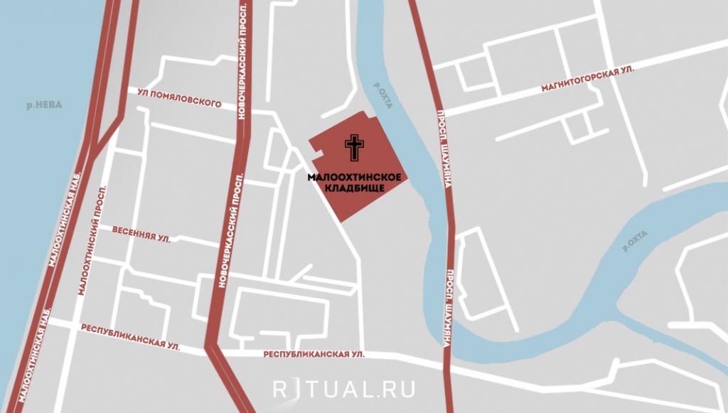 Мало-Охтинское кладбище на карте